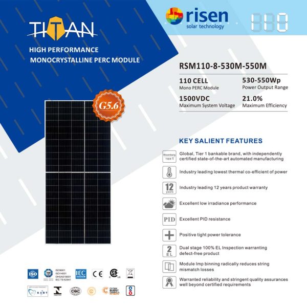 Фотоволтаичен панел - Risen 545W RSM110-8-545M